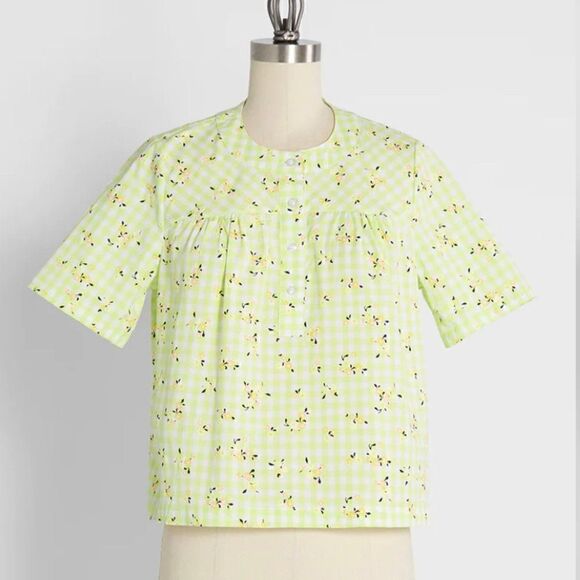 ModCloth Spring Fun in Gingham Blouse Medium - Picture 1 of 5